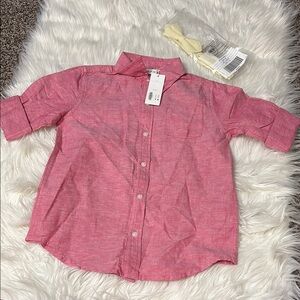 NWT Janie & Jack Button Down Polo Shirt With Yellow Bow Tie Bundle Size 6